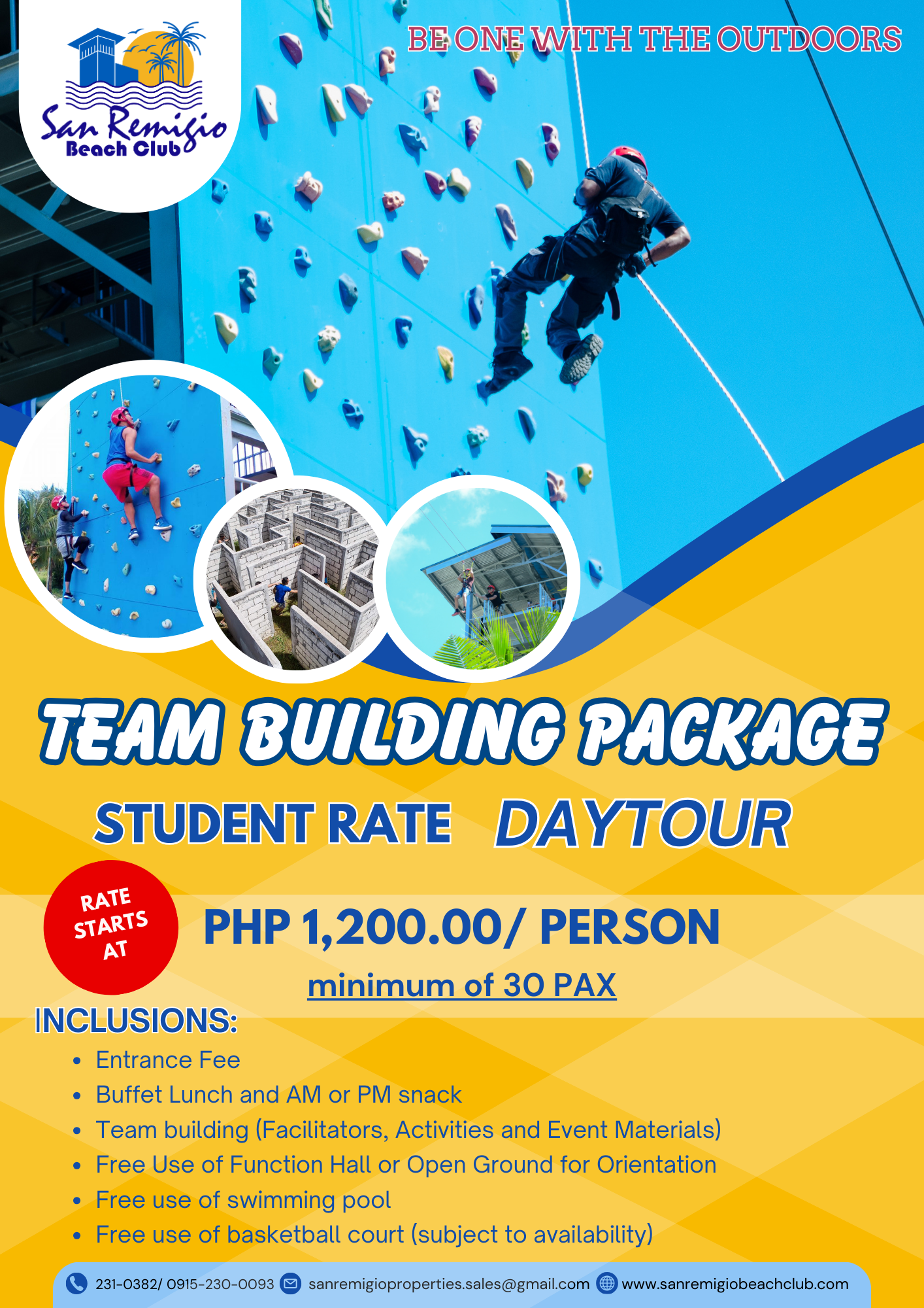 STUDENT RATE DAYTOUR TEAMBUILDING PACKAGE