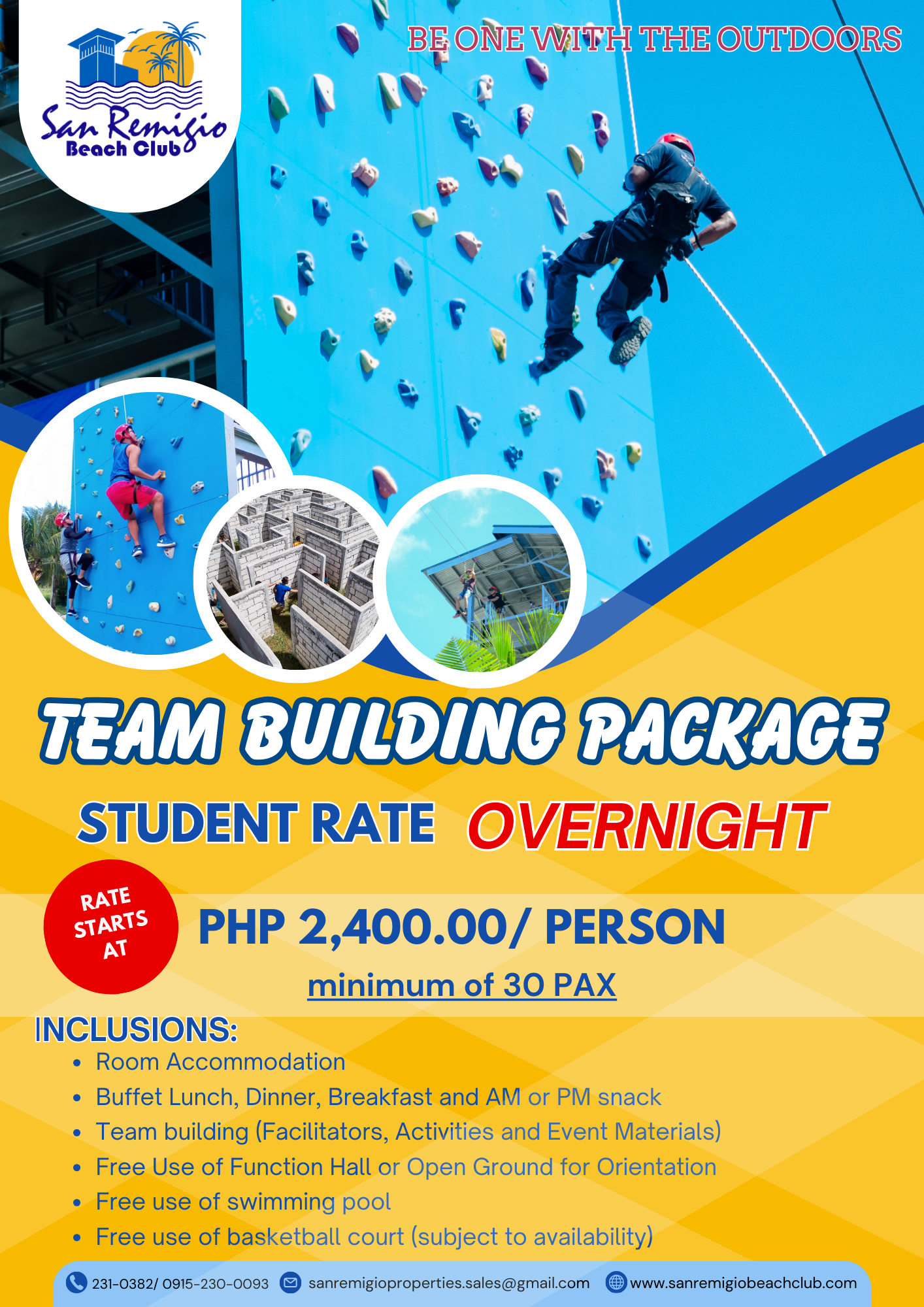 STUDENT RATE OVERNIGHT TEAMBUILDING PACKAGE